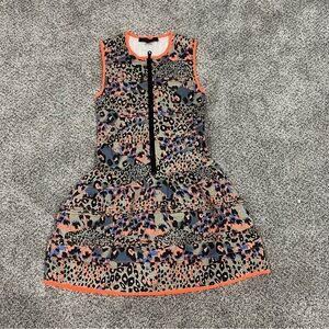 English Rose Grey Neon Sleeveless Drop Waist Mini Dress Cotton Women’s Size S